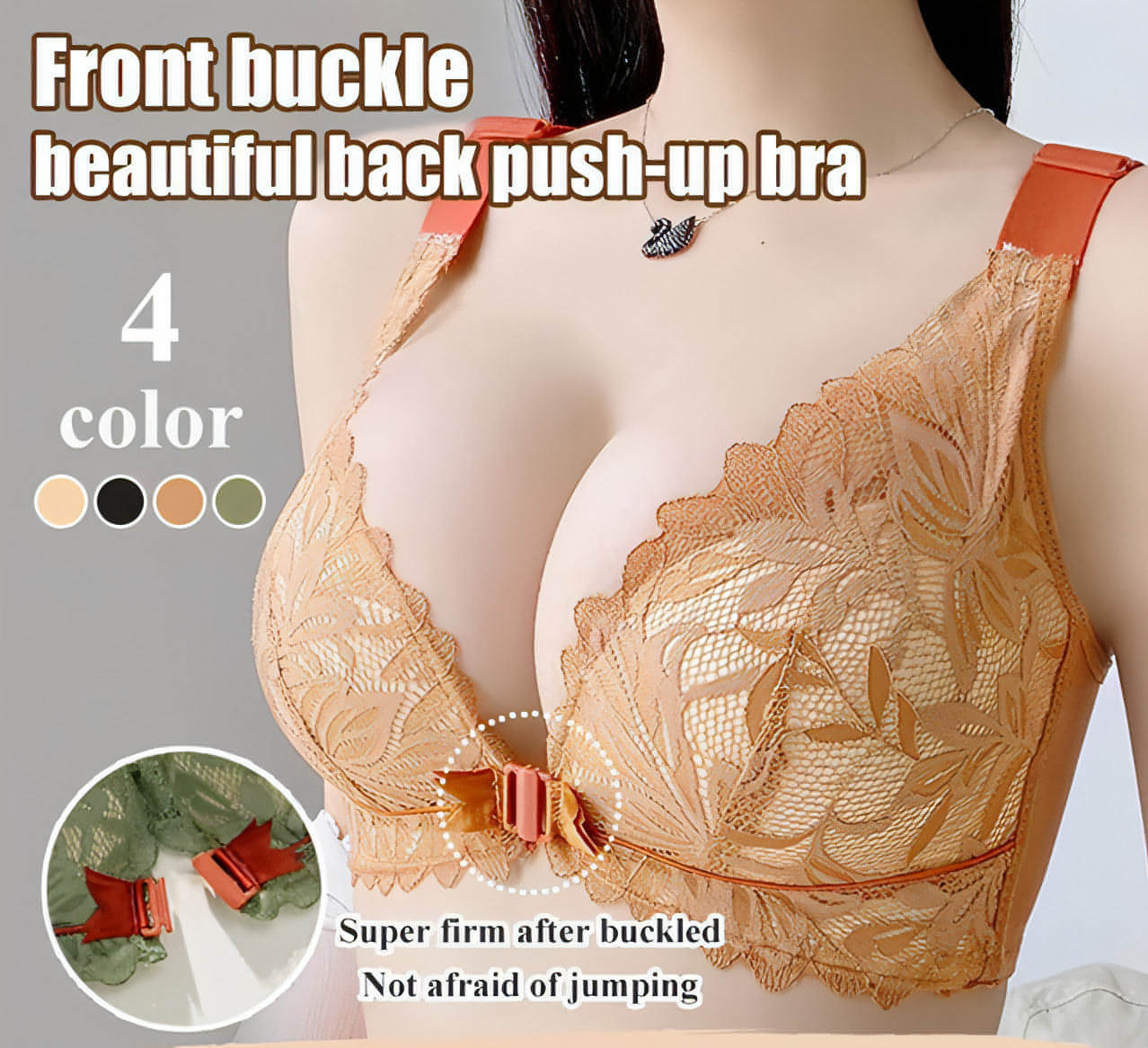 Buy Fashion sexy women gather front buckle push up bra thick cup